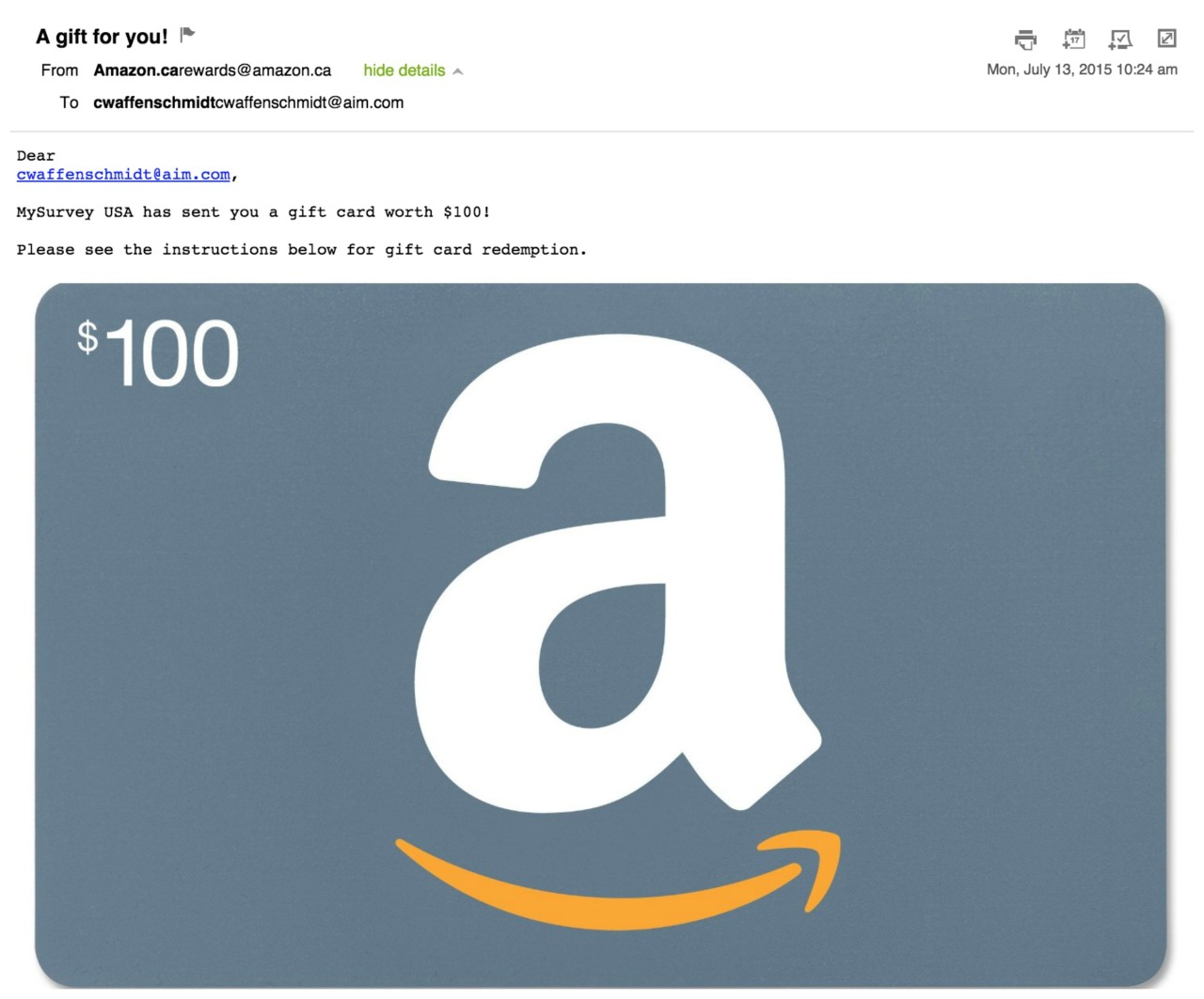 Hey there. — OMG I just got an Amazon gift card for