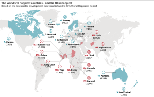 The World’s 10 Happiest Countries - And The 10... - Maps on the Web