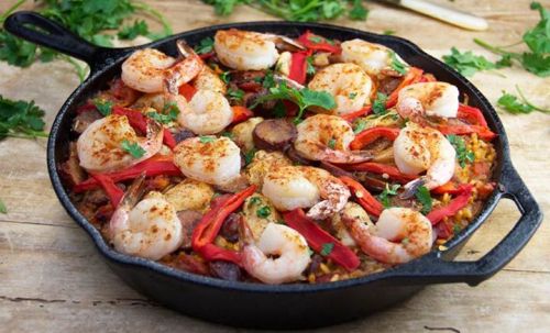 Paella has always been one of those dishes that seemed out of our reach…too difficult, too many ingredients, not enough time, don’t have …