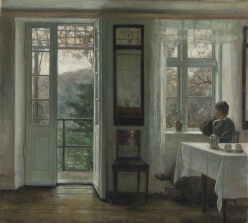 laclefdescoeurs:The Artist’s Wife sitting at a Window in a...