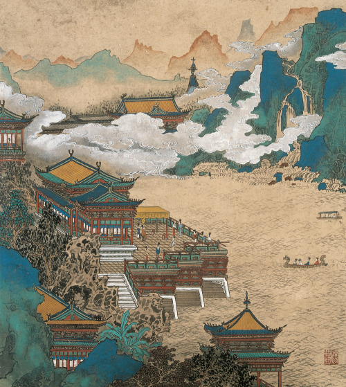 changan-moon:Traditional Chinese painting by 黄秋园Huang Qiuyuan....