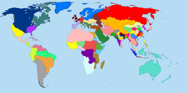 The world split into areas with 100 million... - Maps on the Web