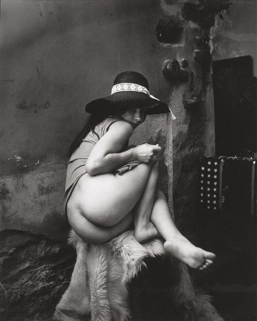 my-secret-eye:Jan Saudek, Seated Nude with Hat, 1973