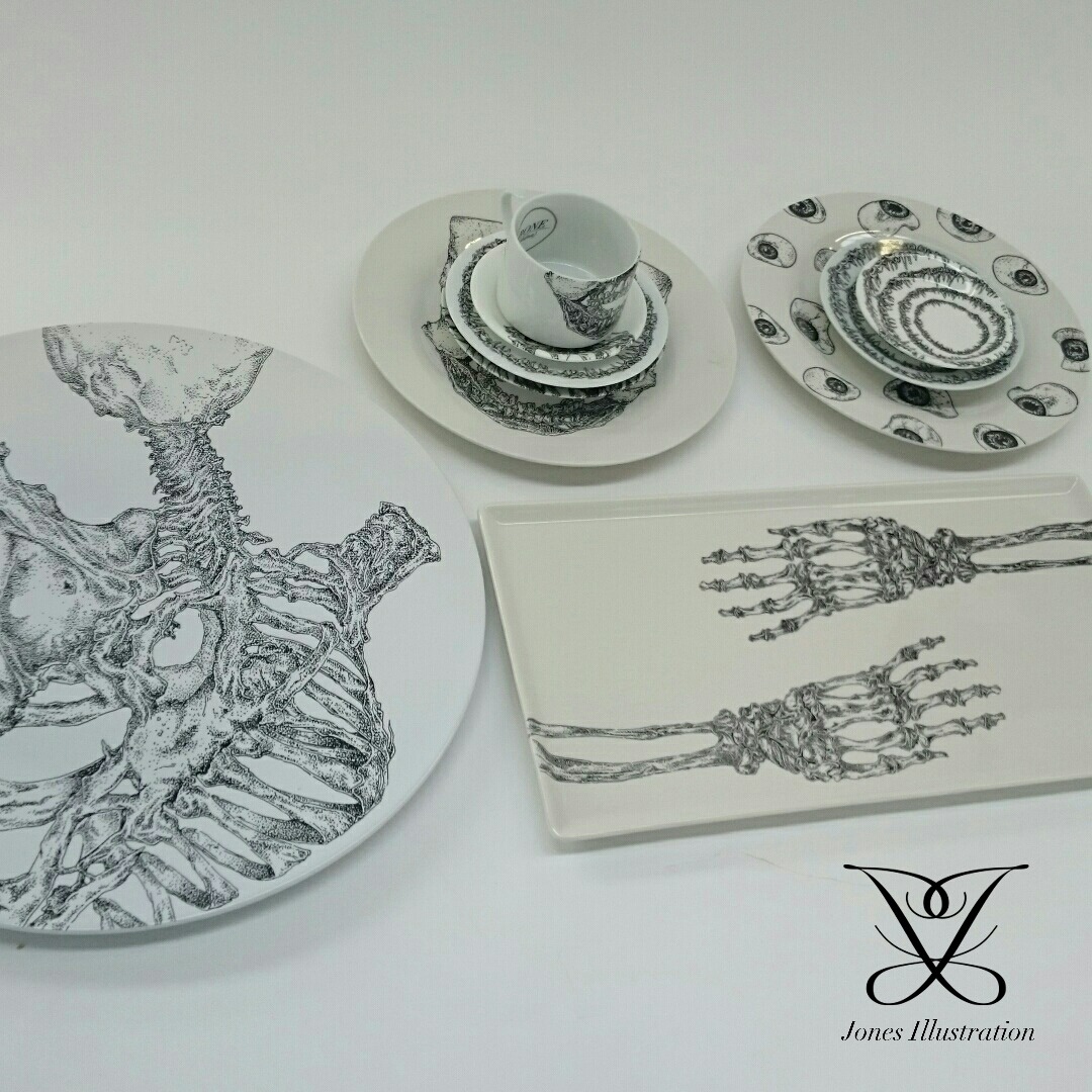 I’m a freelance illustrator introducing my handmade ceramics range “Bone China” a selection of decorative illustrated pieces based on the Hunterian museum in London the idea was to create a bespoke range that would encourage donation and preservation...