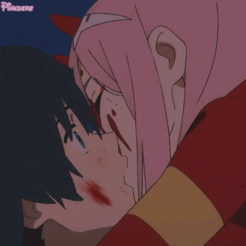 pinkdere:Darling in the franxx: Zero Two and hiro all kissing...