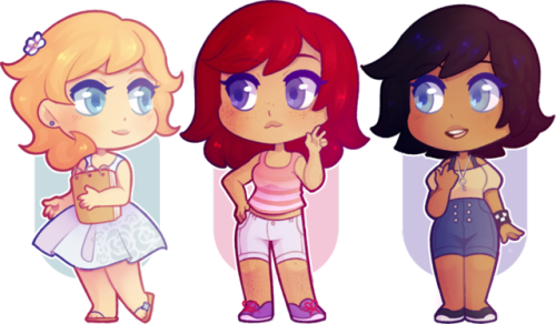 twobecomeone:doodle of namine, kairi and xion 