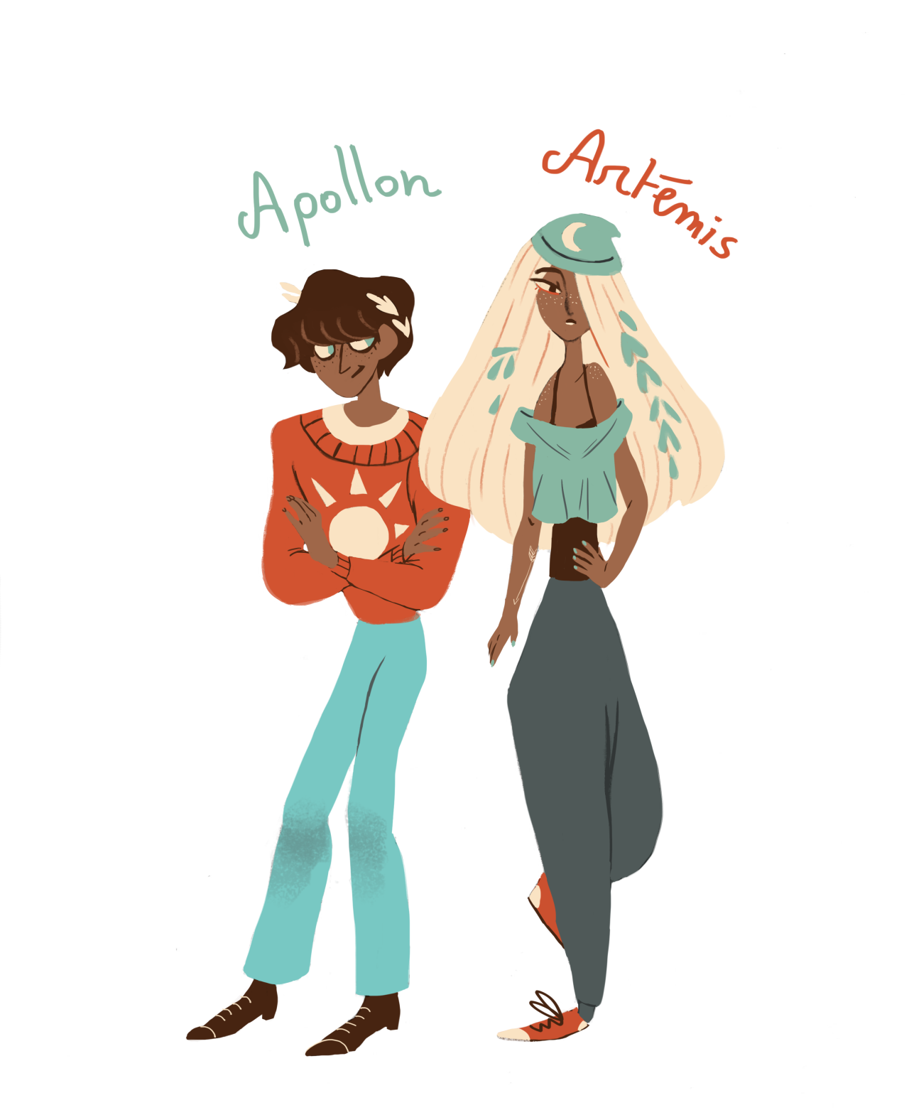 Modern Apollo and Artemis, for a project maybe... - Jeanart'