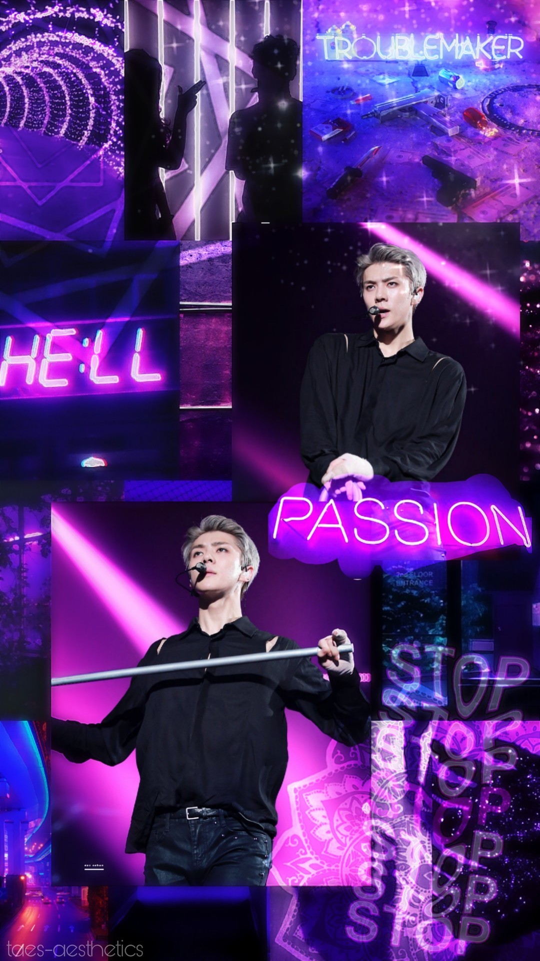 Kpop lockscreens — ♡ Sehun neon lights ♡ Requested by...