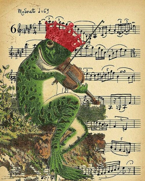 indigodreams:Victorian Vintage Frog with Crown Music