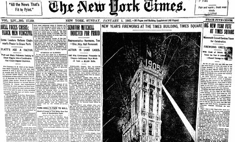 1904: nasce la tradizione del capodanno di New York a Times Square