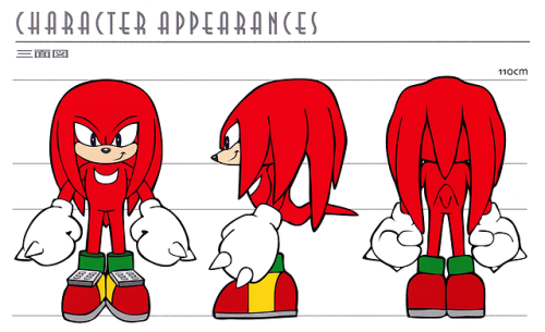 sonichedgeblog:Artwork of Knuckles’ model sheet design from...