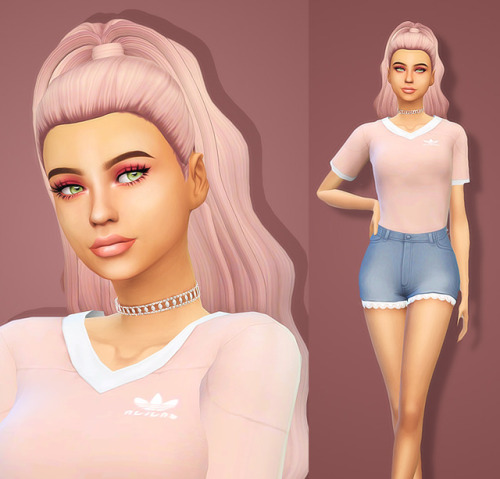 frostsims21:Pink Aesthetic Hair // Recolor // Shirt // Shorts...