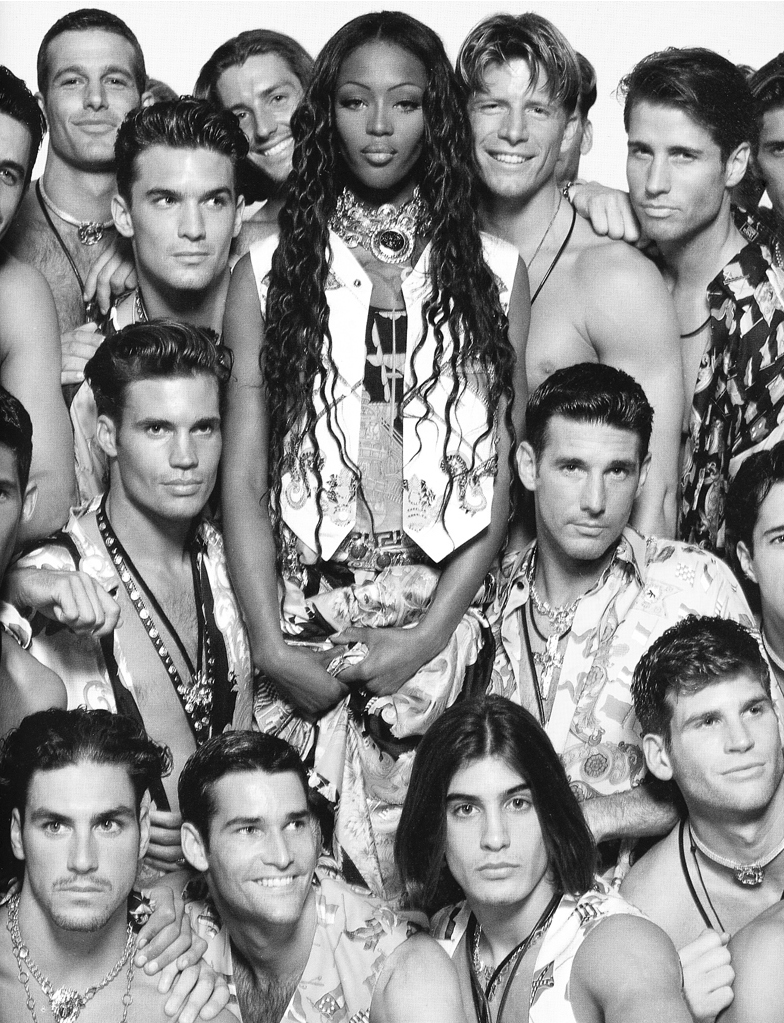 ohyeahpop:
“Naomi Campbell & the Boys from Versace, Versace 1993 Miami Collection, 1992 - Ph. Doug Ordway
”