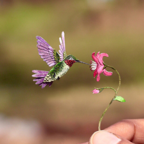 itscolossal:365 Days of Miniature Cut Paper Egrets, Sparrows,...