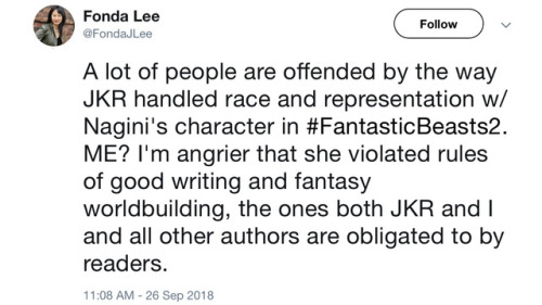 dearprongs:Fonda Lee’s twitter thread on JK Rowling