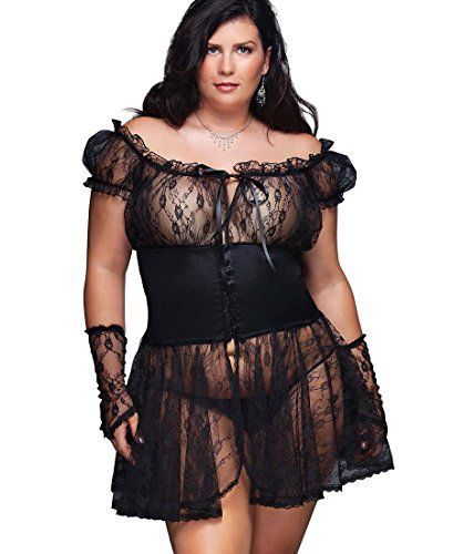 lingerie-plus:Fashion Bug Women’s Plus Size Lace Babydoll And...