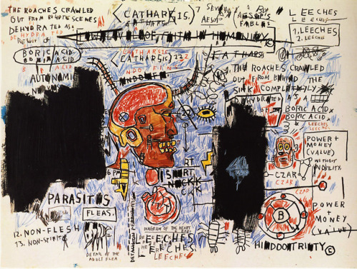 artist-basquiat:Leeches, Jean-Michel BasquiatMedium:...