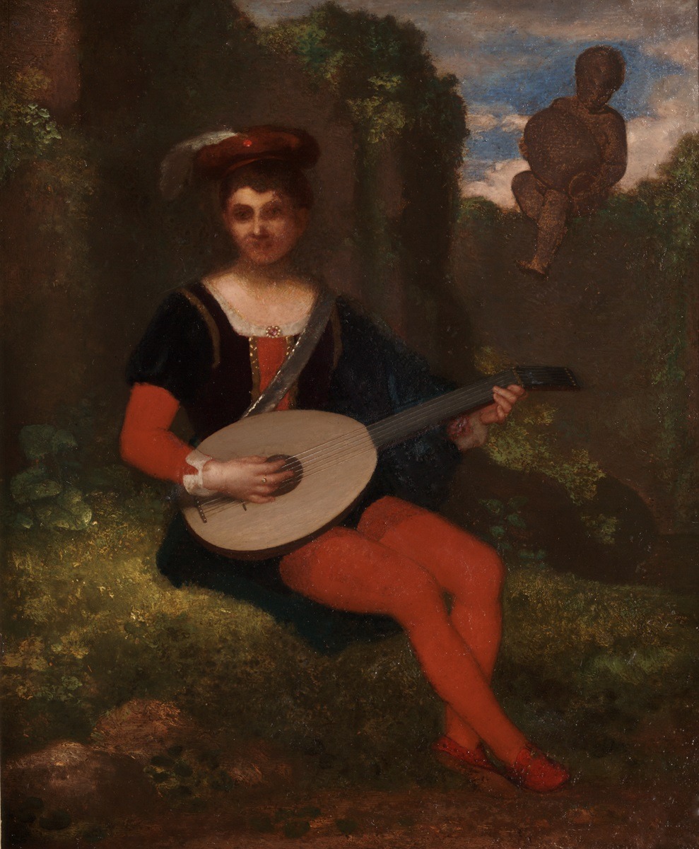 A Young Troubadour (1832). Washington Allston (American, 1779-1843). Oil on artist board. Boston Athenæum.
This exact composition and appearance of this work remained a matter of scholarly speculation based on several presumably related drawings in...