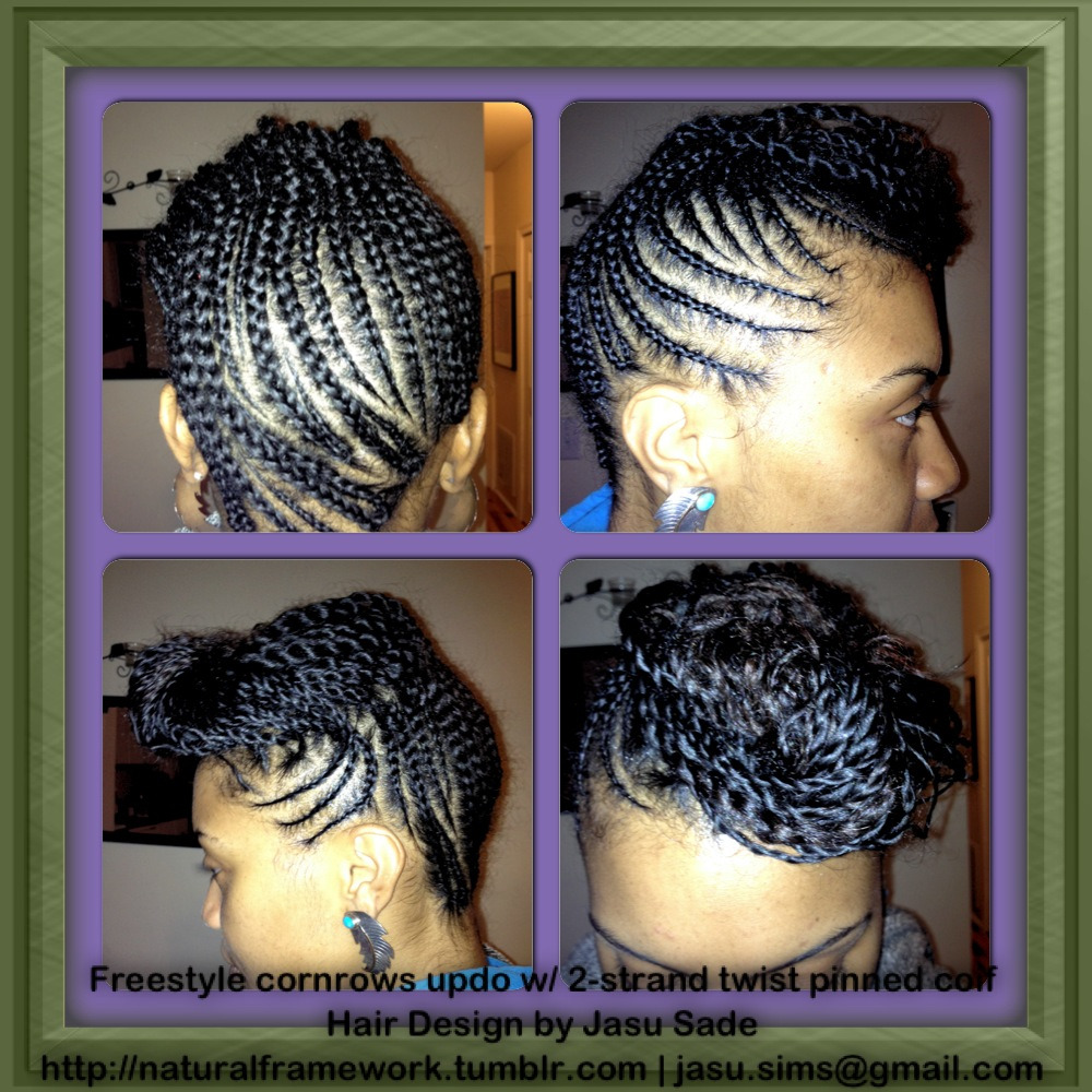 Natural Framework Freestyle Cornrowed Up Do W 2 Strand Twist