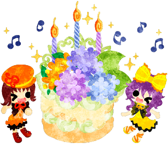 梅雨のフリーイラスト素材 可愛い女の子と紫陽花のバースデーケーキ Free フリー素材のatelier B W 加工 印刷 商用利用可能