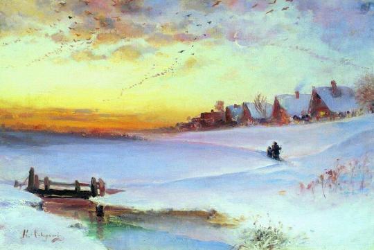 Winter Landscape (Thaw), 1890, Aleksey Savrasov Medium: oil,canvas