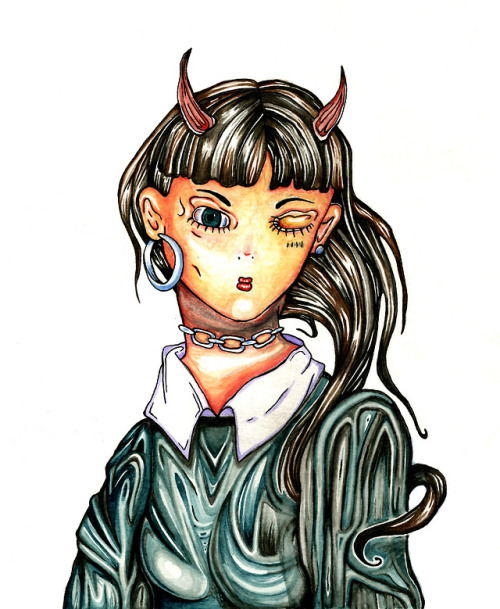 amybrereton:Part Devil, Part GirlWatercolor painting by Amy...