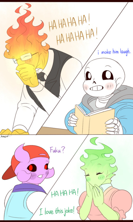 mooncatyao:[Fire exit] Grillby & little SansThis is why...