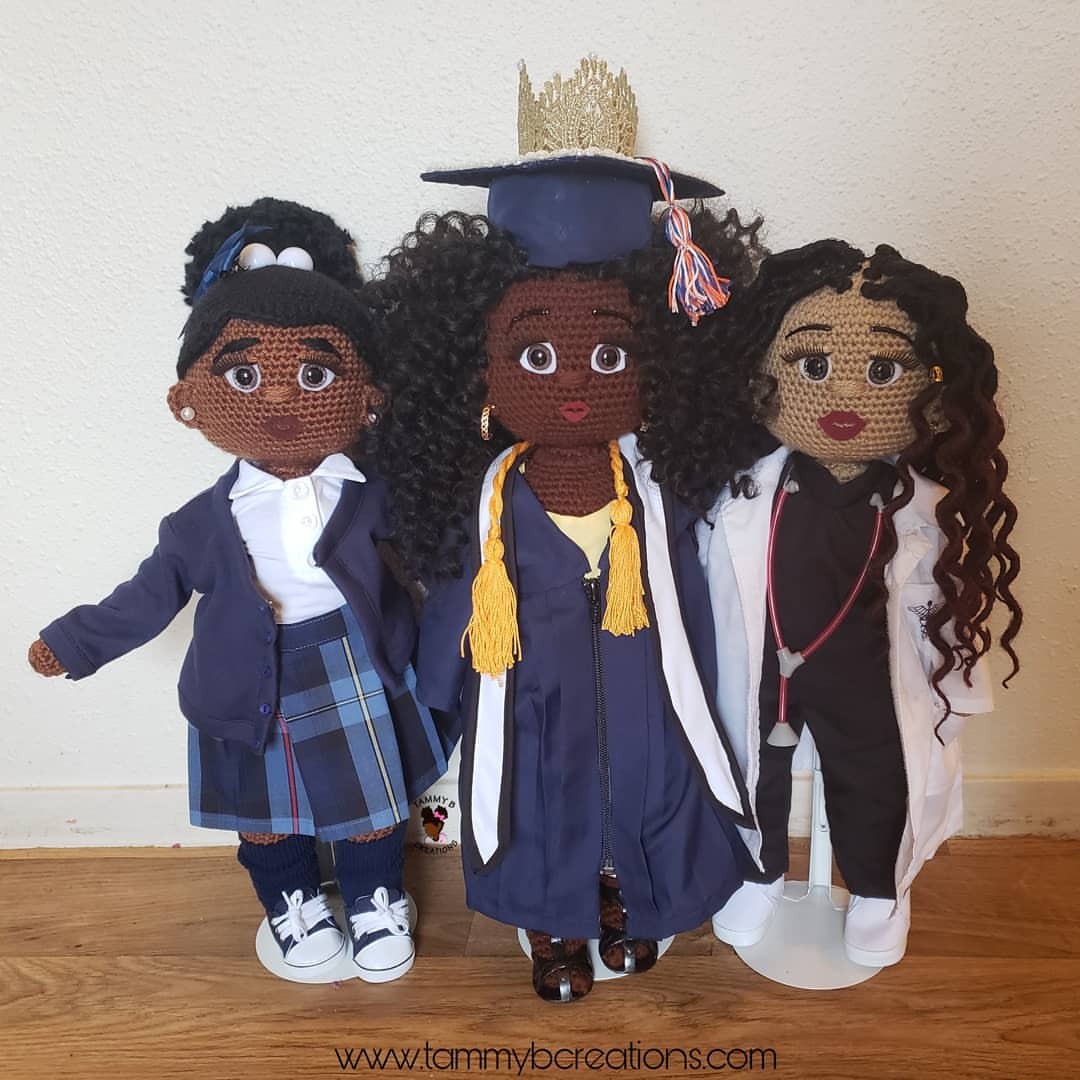 crochet graduation doll