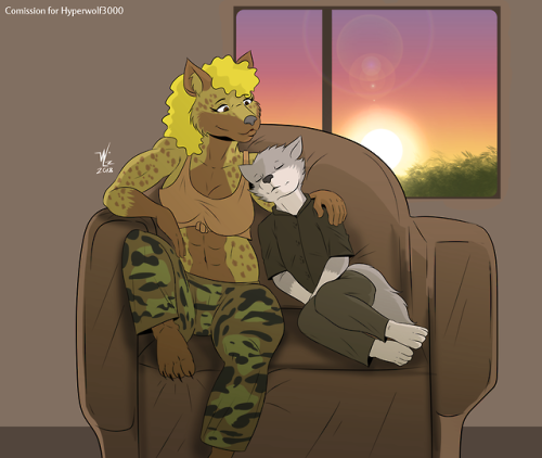 anthropomorphic comission morning wolf cub hyena Rachel Leo furry cute