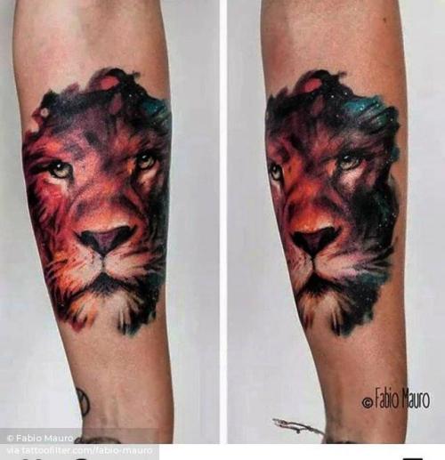 By Fabio Mauro, done at Escarabajo Tattoo & Art, Buenos... sketch work;zodiac;feline;lion;big;animal;watercolor;facebook;leo;astrology;twitter;fabio mauro;inner forearm