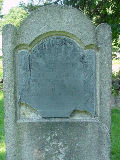 Gravestone of John Stevens. Only surving stone of any of the...