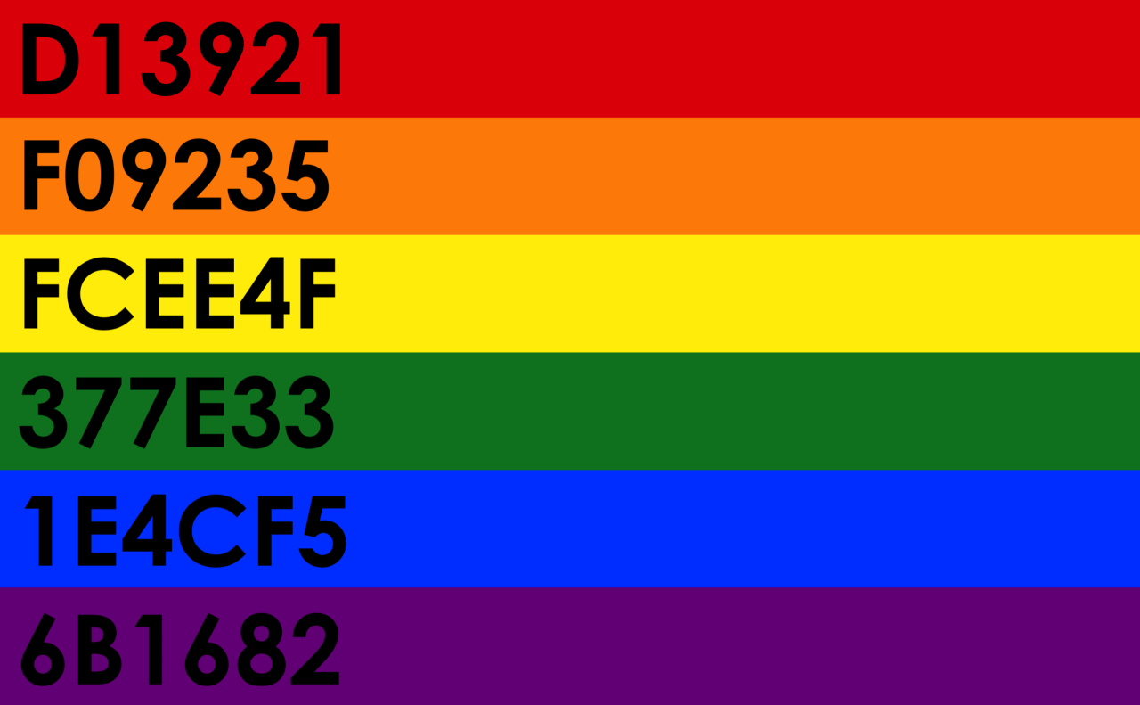 gay flag colors hex code