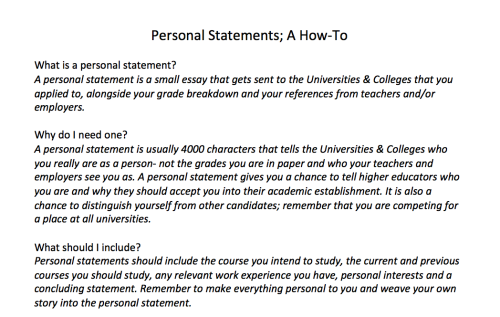 what should you include in a personal statement