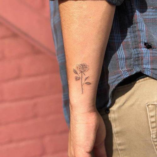 By Joey Hill, done at High Seas Tattoo Parlor, Los Angeles.... flower;small;single needle;line art;tiny;joeyhill;rose;ifttt;little;nature;wrist;fine line