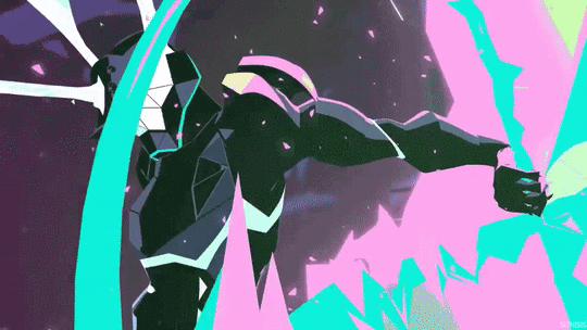Gif of armoured Lio Fotia from Promare
