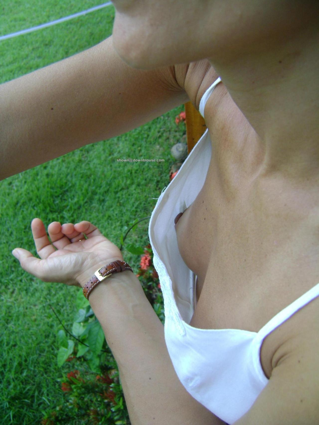 Black nipple slip in a pub