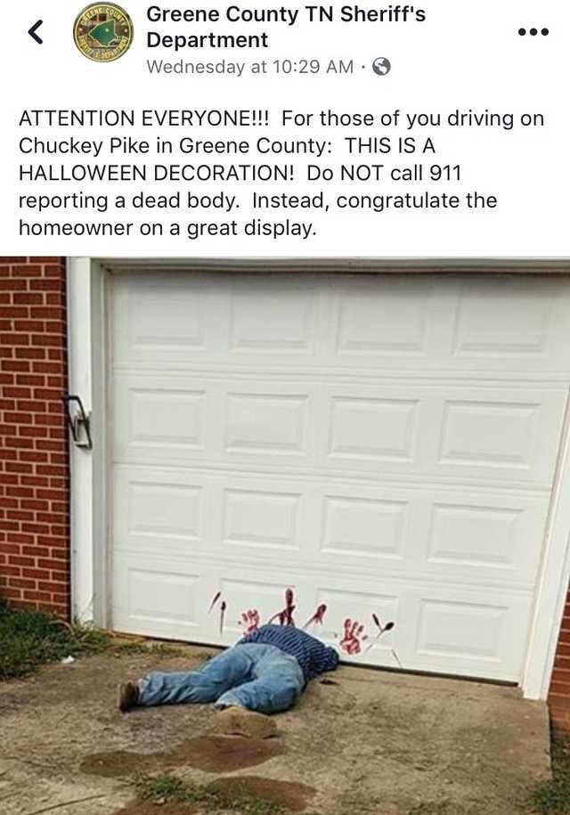 Halloween Decoration 911 Crime Scene Garage Door