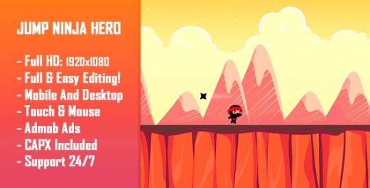 Jump Ninja Hero - HTML5 Game + Mobile Version! (Construct 2 / Construct 3 / CAPX) Nulled