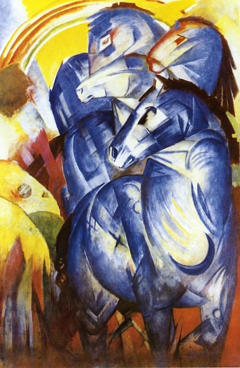 master-painters:Franz Marc - The Tower of Blue Horses - 1913