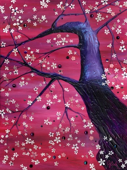 Untitled — Black Cherry, A4 Fine Art Cherry Blossom Painting...