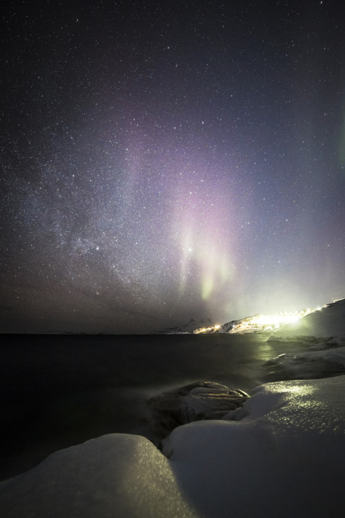 just–space:Nuuk. Last night. Aurora Borealis &...