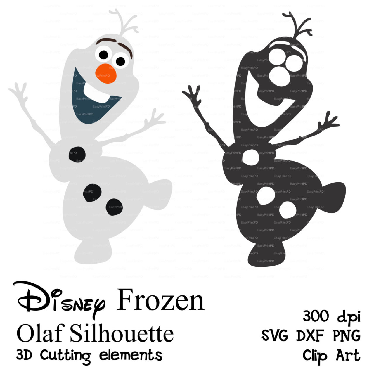 Download Olaf Frozen SVG, DFX, PNG cutting file Silhouette ...