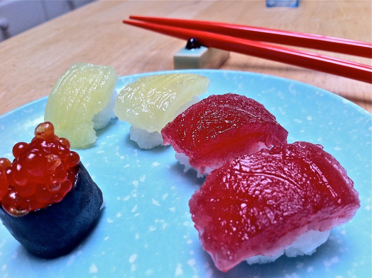 Popin’ Cookin’ Happy Sushi kit Looks like fish,...