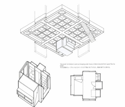 ryanpanos:<br /><br />The Metabolist Sky House | Kiyonori Kikutake | Socks Studio<br />The house the Japanese architect Kiyonori Kikutake (1928-2011) designed and built for himself in 1958, still stands out as a monument to his life-long architectural beliefs. A founding member of theMetabolist movement, Kikutake laid the foundation for an architecture able to intrinsically provide its own rules for growth, and for new models of cities able to develop over new physical grounds. His own Sky-House is an elevated single volume that literally embodies both these key principles on a domestic scale.<br />The house consists of a single 10x10m concrete slab  raised up on 4,5 m high piers located on the central axe of each side, in order to free the corners. The piers also support the concrete roof. The architect’s refusal of functionalism is materialized in an open, flexible floor plan with a central living space and service areas on the sides, which recalls traditional Japanese interiors. All around this single space runs a continuous balcony.<br />