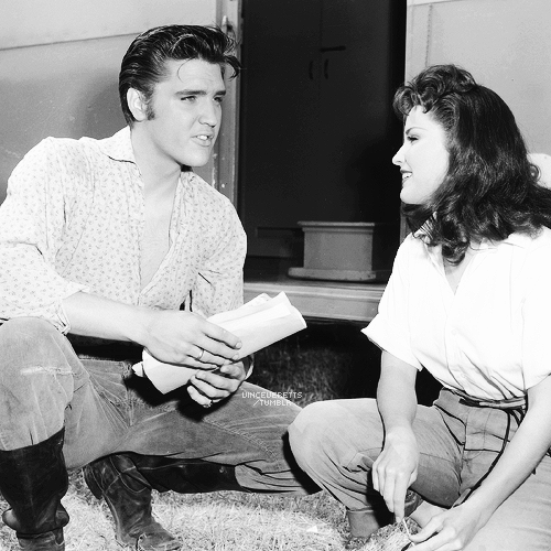 ELVIS PRESLEY - Elvis and Debra Paget on the set of “Love Me...