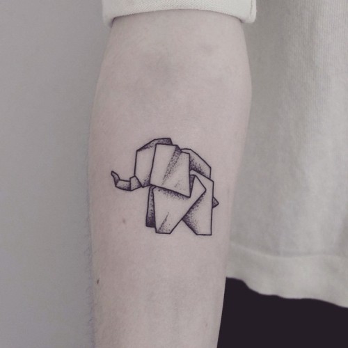 Tattoo tagged with: origami, elephant, cute, arm 