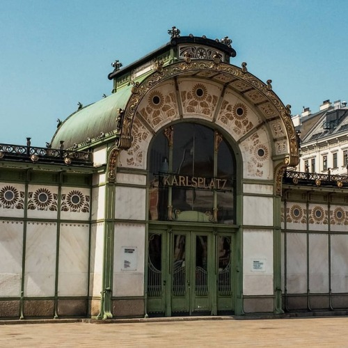 The old iconic building of the Karlsplatz subway station in...