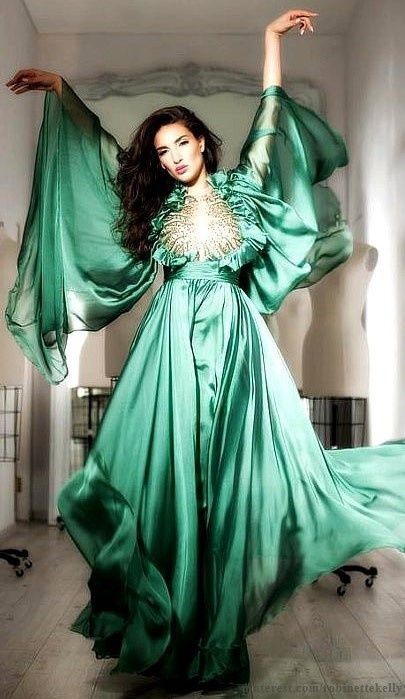 OMG More dont you just love green satin dresses on gorgeous...