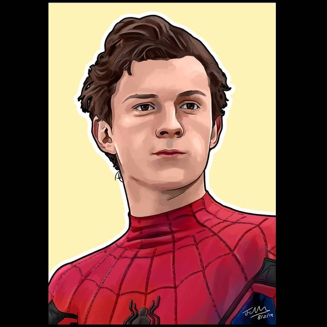 Cartoon Tom Holland Spiderman Drawing - Spider-Man (Homecoming) -Tom