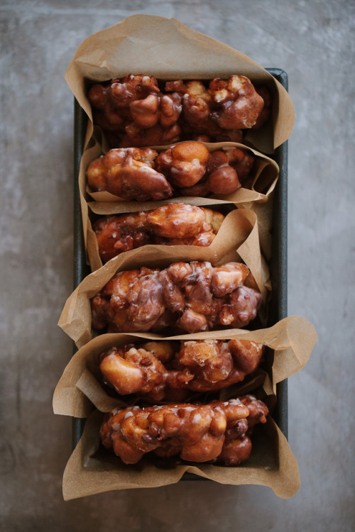 yumi-food:APPLE PECAN FRITTERS WITH BROWN BUTTER GLAZE